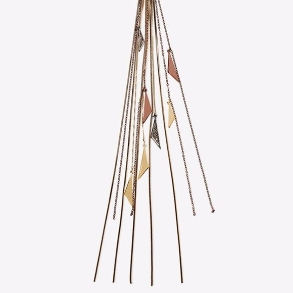 WHITE HOUSE BLACK MARKET WHBM SNAKE CHAIN TASSLE NECKLACE - Picture 5 of 10